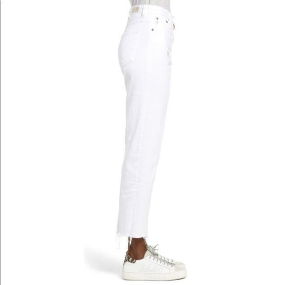 AG White High Waist Raw Hem Ankle Straight Leg Denim Jeans NWT 27 - Picture 3 of 6